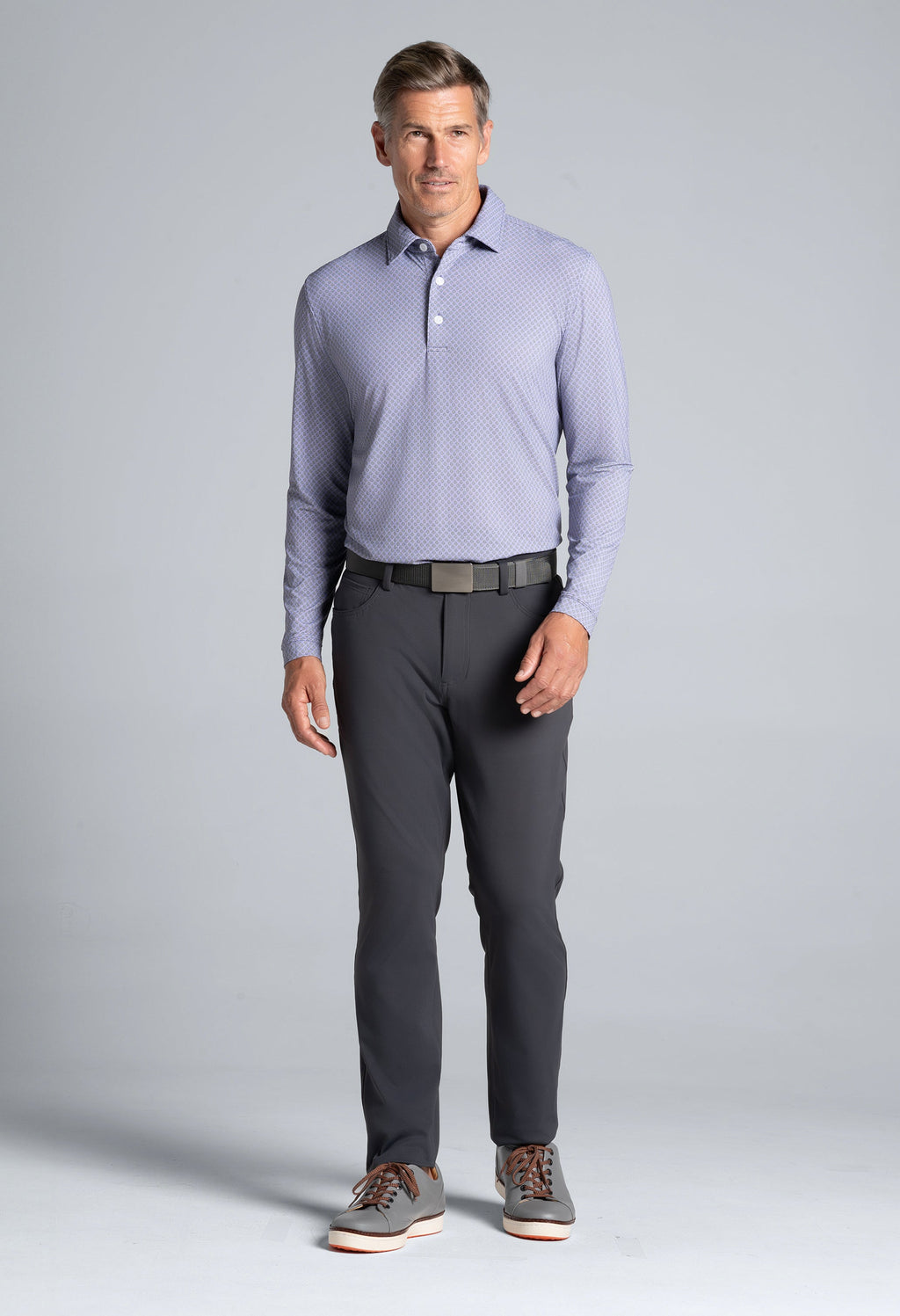 Square Spiral Print Long Sleeve Polo – 95169 (Modern Fit)